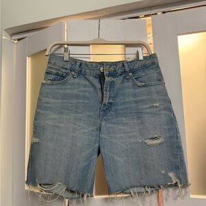 Zara Blue Distressed Jean Shorts
